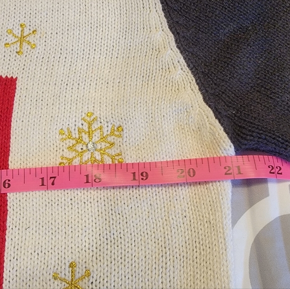 Vintage Crystal Kobe‎ Christmas Patchwork Cardigan Sweater Medium - Picture 5 of 7